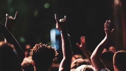 Festival Croud von hinten, abends.